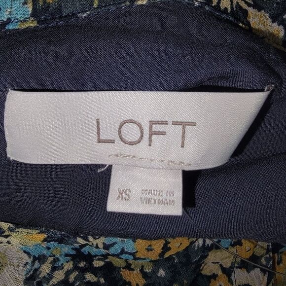 Loft floral ruffle neck cottagecore midi dress size xs - Picture 8 of 9